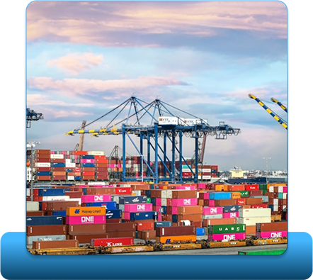 Container port representing logistics and distribution operations