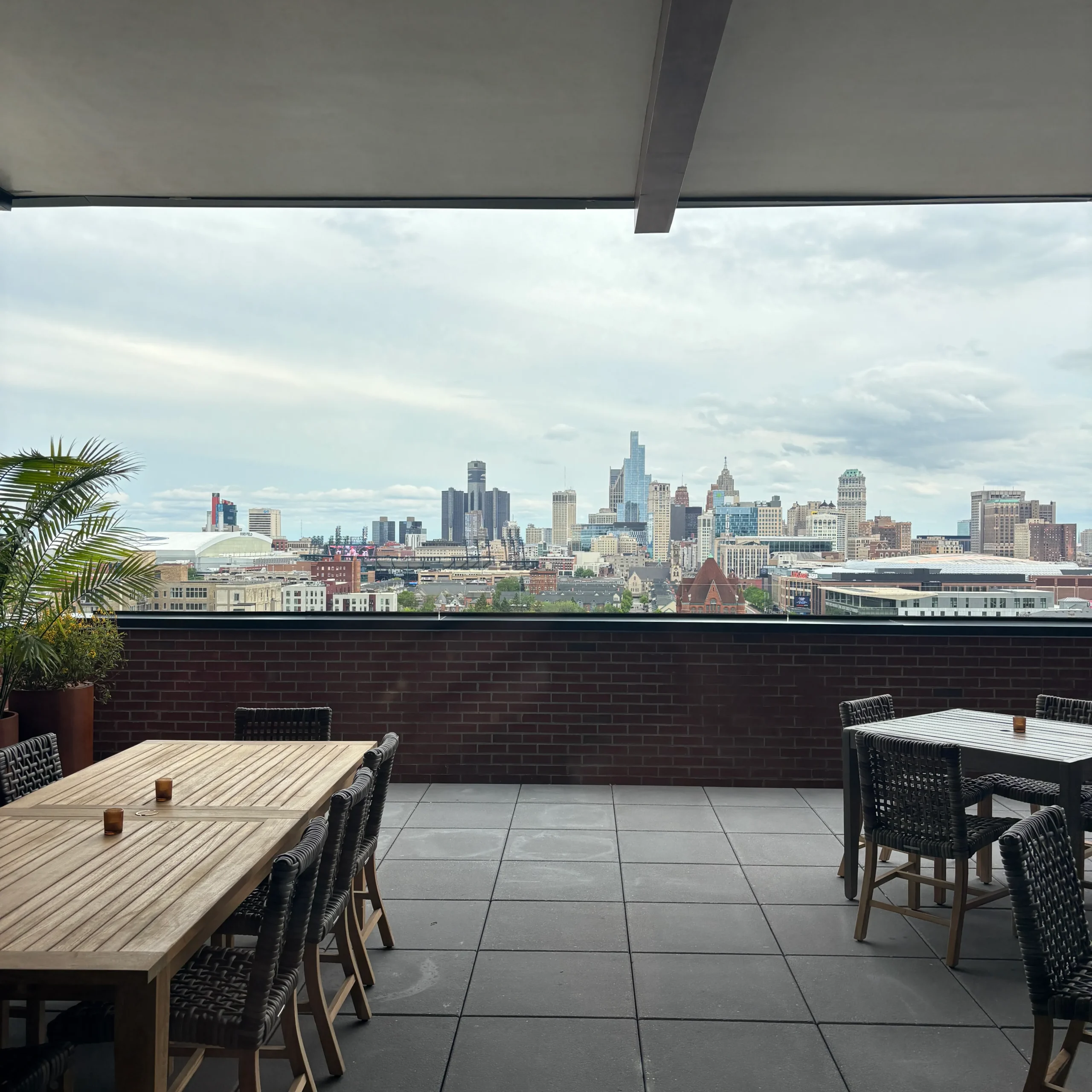 Outdoor seating area at Topa Rooftop Bar with Wi-Fi and camera infrastructure support