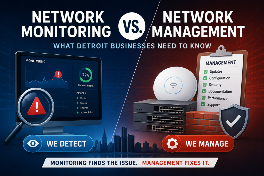 Network monitoring vs. network management for Metro Detroit businesses